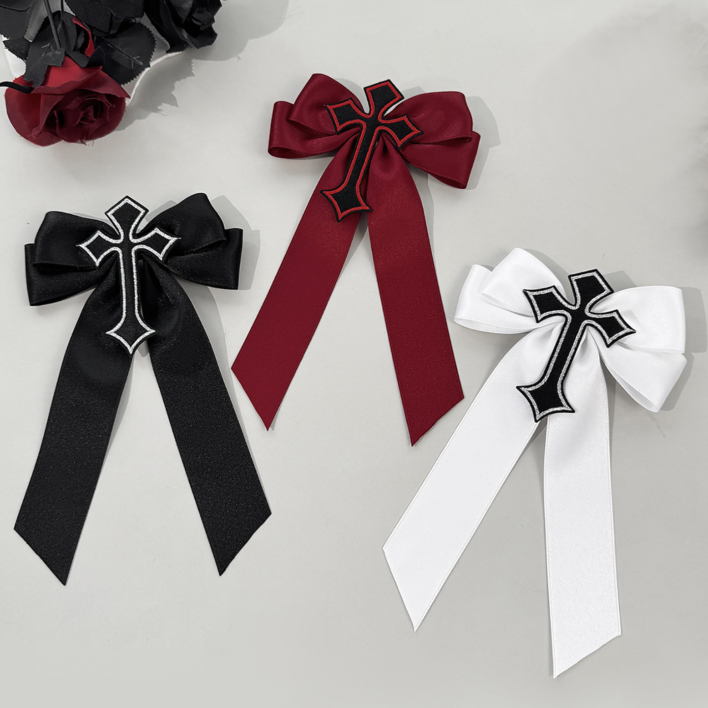 Sweet and cool style oversized cross bow tie women's fashion temperament high-end gothic style hip-hop personality accessory