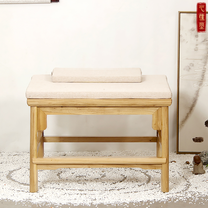 Solid wood meditation stool, paint-free single-person elm meditation stool, wide meditation chair, Ming-style Zen cross-legged stool customization