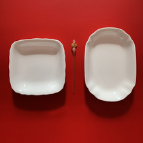 Hua worm with a chapter (Lotus) 2 sets of Chinese ruffles Palace dim heart deep plate pure white colorful lead-free bone china