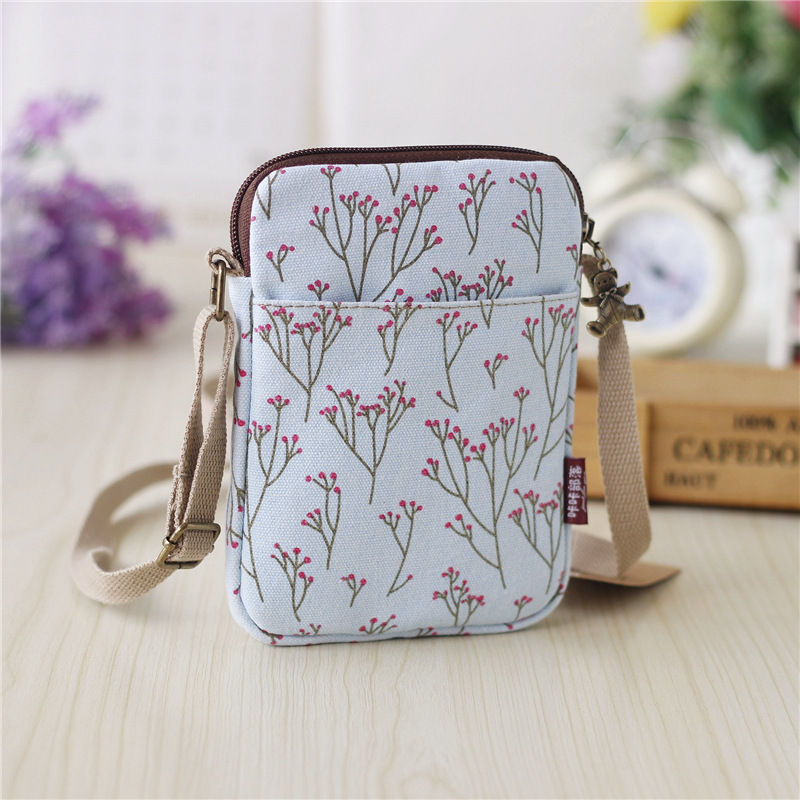 Summer Small bag Girl 2021 new Korean version Canvas Art Slanted Satchel Mini phone bag Zero money bag