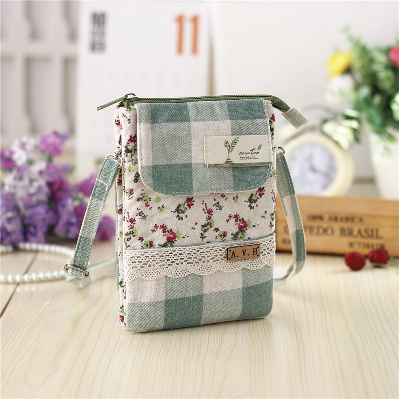 Vertical fresh art mobile phone bag lady mini - skinned bag in summer sweet cloth casual bag