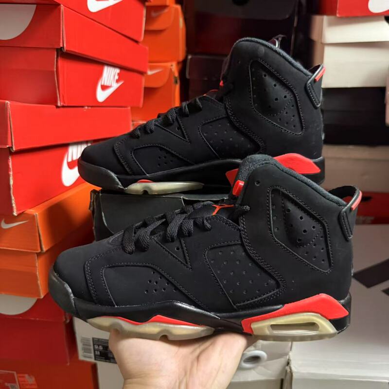 Air Jordan 6 Aj6 Men's and Women's Black Red High-Top Casual Combat Basketball Shoes 384665-060