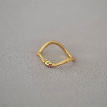 Ring ring wavy curved pattern brass korean style personality