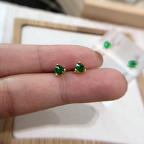 JASMINE * S925 sterling silver * Emerald Zircon VINTAGE SMALL stud earrings three-dimensional pointed diamond MINI EAR BONE NAILS