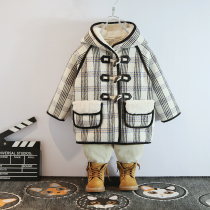 Childrens winter long velvet coat 2021 winter clothes new mens and womens childrens clothing thick Foreign style woolen coat tide