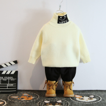 Boys high-neck pullover sweater 21 new thick childrens foreign-style knitted base shirt childrens winter coat tide