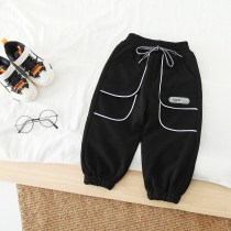 Boy plus velvet casual pants 21 winter New thick childrens pants baby loose elastic warm trousers tide