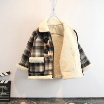 Childrens winter plus velvet fashion jacket 21 new mens and womens clothing thickened Net Red foreign baby woolen coat tide