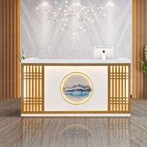 New Chinese style cashier Solid wood bar Teahouse foot bath beauty and health Neoclassical reception desk Hotel restaurant front desk