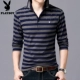 Playboy Fall Men Lapel Slim Cotton Áo thun dài tay nam Kiểu Hàn Quốc Áo thun mỏng cỡ lớn - Áo phông dài