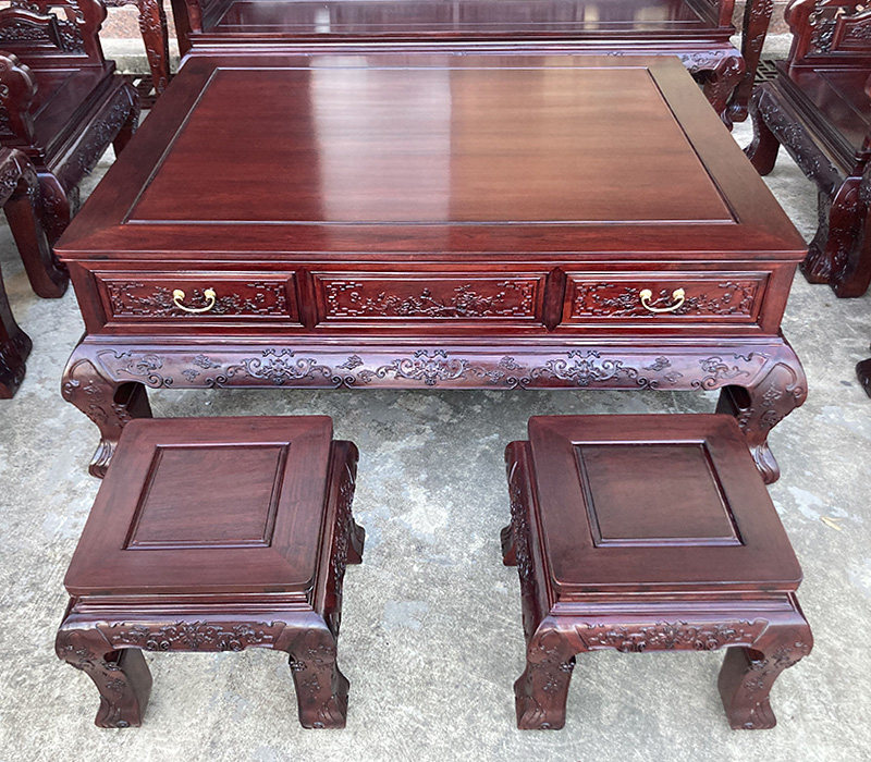 Махогани диван 高端中式国标红木雕花沙发缅甸花梨木酸枝色加厚飞天沙发茶几组合 OTHER