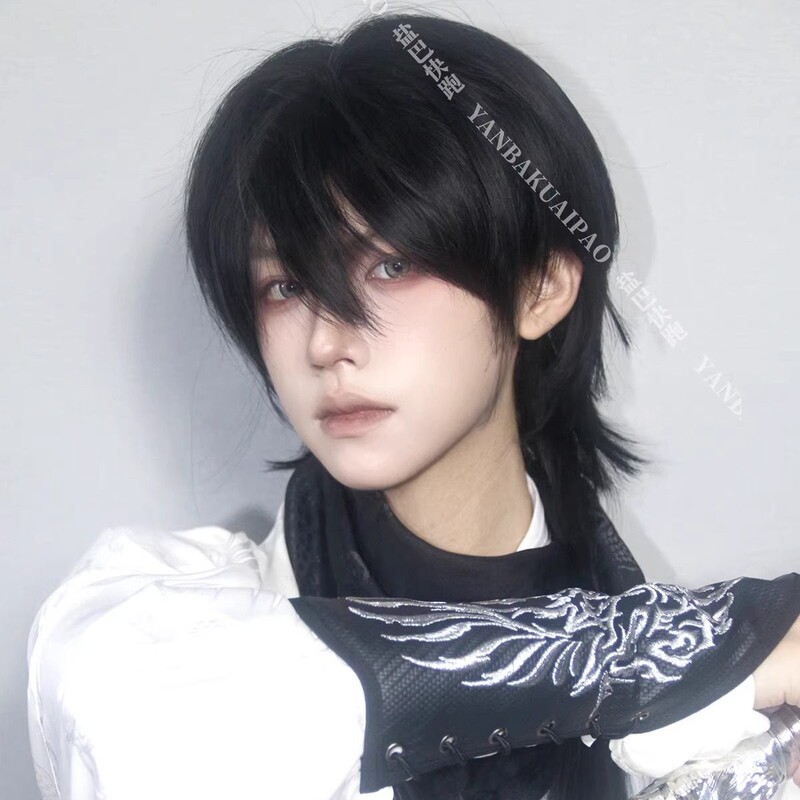 【Fuguang】Yanba Kuai Cao Original Black Daily Youthful Natural New Chinese Style Wolf Tail Unisex Men's Wig