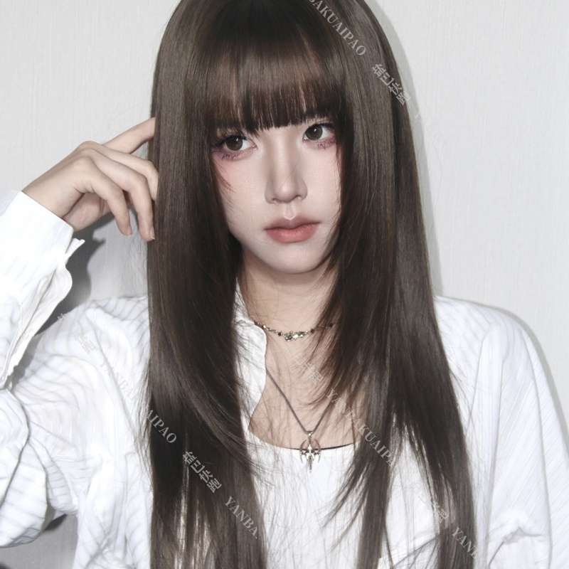 【Moni】Saltba Kuai Kou Original Dark Brown Korean Style Daily Natural Full Bangs High-Layered Long Straight Wig 【Moni】Saltba Kuai Kou Original Dark Brown Korean Style Daily Natural Full Bangs High-Layered Long Straight Wig