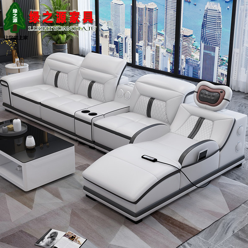 Massage leather sofa combination first layer cowhide living room size apartment modern minimalist 1 2 expensive villa leather sofa