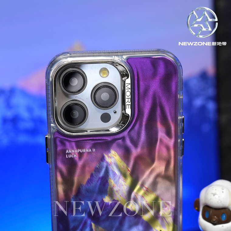 New Gradient Laser Shine Snow Mountain Illustration Annapurna II Luck 15, 14, 13, 12 iPhone Case