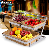 Buffet double rattan bread basket Fruit cake snack food display rack European creative dessert table ornaments