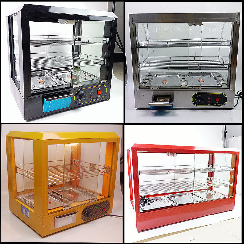 Food Insulation Cabinet Cooked Food Display Cabinet Square Double Door Burger Egg Tart Drink Heating Cabinet Thermostatic Commercial Small