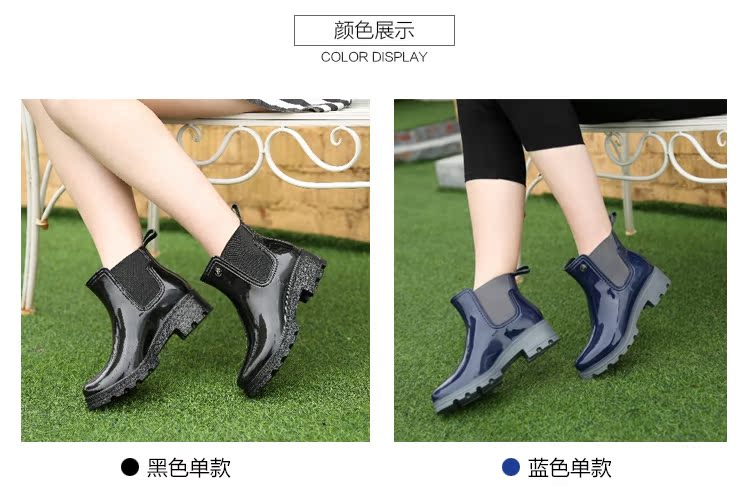 Giày mùa thu và mùa đông ngắn cho phụ nữ giúp đỡ người lớn thấp cộng với giày dép nhung cho sinh viên thời trang Châu Âu và Hoa Kỳ với giày cao su giày đi mưa nữ