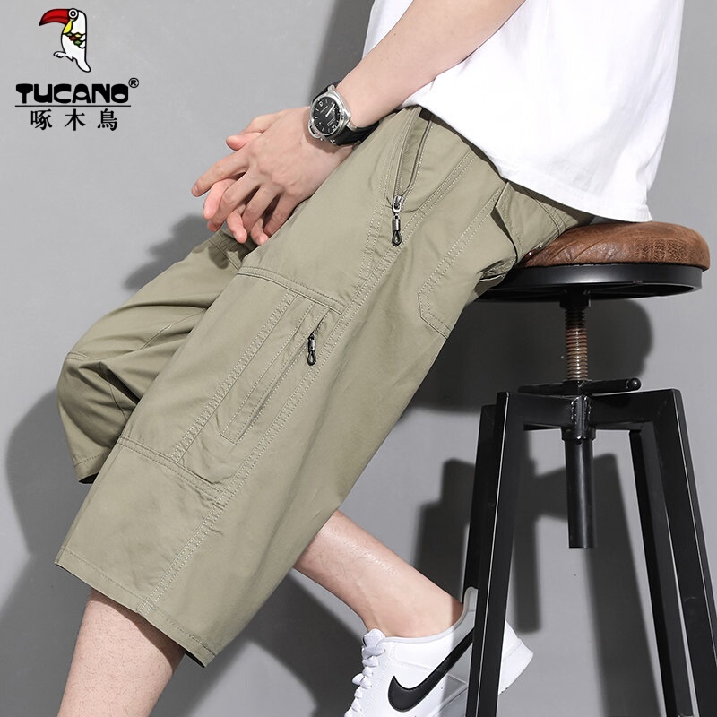 Woodpecker Pure Cotton Workwear Cropped Pants Men's Casual Shorts Summer Thin Loose Straight Sports Pants Woodpecker Pure Cotton Workwear Cropped Pants Men's Casual Shorts Summer Thin Loose Straight Sports Pants