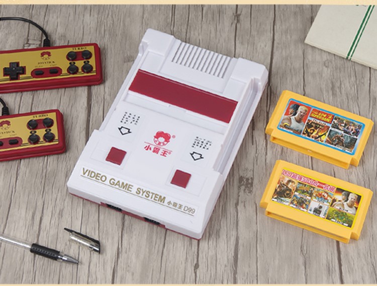Máy bắt nạt trò chơi D99 nhà TV video game 8-bit FC cắm thẻ vàng đôi xử lý hoài cổ cổ điển màu đỏ và trắng máy tay cầm fo4