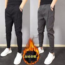 Autumn Winter Spirit Small Group Plus Suede Pants Male Korean Version Trend 100 Hitch Pants Men Casual Sashimi Pants