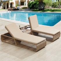 Outdoor recliner Villa courtyard swimming pool beach chair outdoor terrace balcony leisure rattan reclining bed waterproof sunscreen