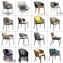 Outdoor courtyard leisure rattan table and chair coffee table three-piece set soft hotel villa balcony homestay model room furniture