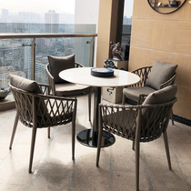 Outdoor table and chair courtyard outdoor aluminum alloy waterproof sun protection rattan chair outdoor garden outdoor balcony leisure rattan chair