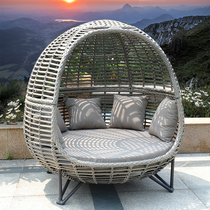 Outdoor recliner courtyard outdoor garden swimming pool waterproof sunscreen furniture Villa outdoor Birdcage rattan lay bed