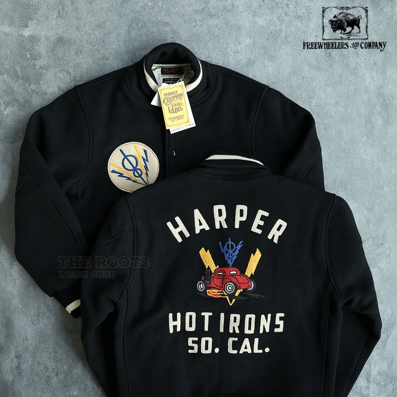 Japanese-Made Freewheelers Melton Wool Harper Hot Irons Racing Embroidered Sports Jacket