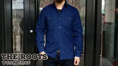 Sold out Japanese MOMOTARO MOMOTARO Classic indigo double-dyed three-needle American tooling shirt shirt