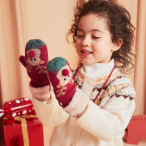 Christmas gloves female winter cute Han Edition student warm plus thicker cotton plush anti-cold winter hanging cartoon