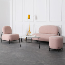 Nordic wind furniture sofa chair Makaron color family comfortable lunch couch chair recreational chair with foot-pot