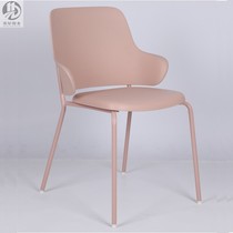 Simple dining room chair Nordic pink milk tea dessert shop leisure chair plastic steel chair garden Net red back chair