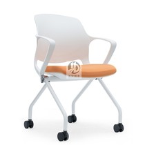 Fashion conference chair ergonomic training chair folding leisure chair with pulley plastic chair comfortable computer chair