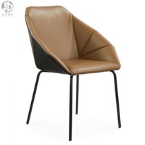 Nordic furniture leisure leather sofa chair home soft seat lunch chair steel foot hotel simple reception chair