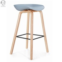 High quality solid wood foot dining hall chair simple personality high foot stool designer milk tea coffee shop Leisure bar chair