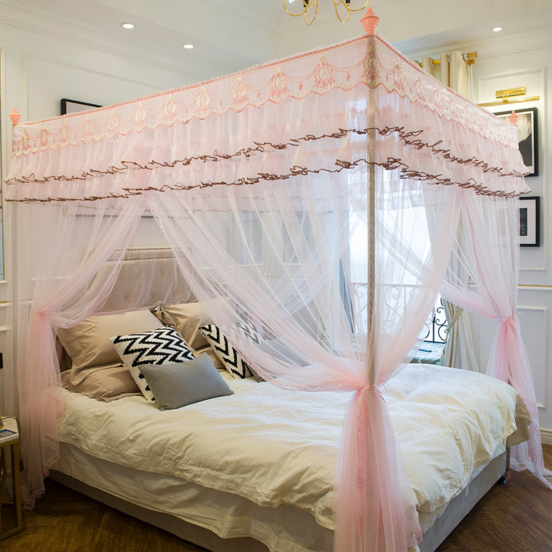 Palace Princess Wind Three Doors Floor Type Mosquito Net Plus Coarse Stainless Steel Bracket 1 5m1 8m2m Bed Double Home