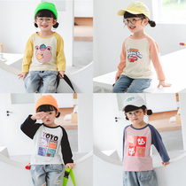 Childrens long-sleeved t-shirt childrens fashion tops 2021 new spring and autumn clothes Western-style girl baby cartoon bottoming shirt
