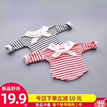 Girls T-shirt baby long sleeve top spring and autumn 0 baby children Foreign Children base shirt stripes Korean version 1 year old 3
