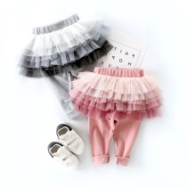 Female baby pants Spring and autumn girls fake two pieces Princess culottes Baby pants Childrens leggings wear Foreign style