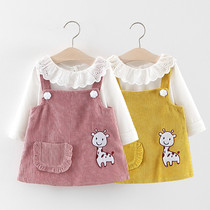 Baby strap skirt spring and autumn foreign atmosphere two-piece set for girls baby dress spring dress children skirt 0-1-3 years old 2