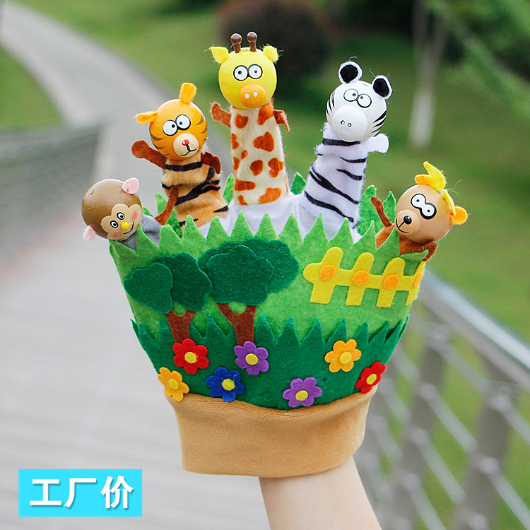 Five Fingers Glove Cartoon Animal means Puppet Puppet Child Ducal Cat Toy Parenting Storytelling Game Doll