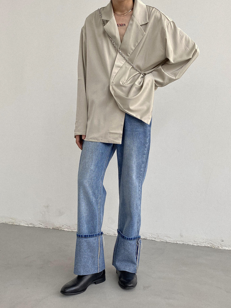 Genesisboy System твердый шелк льда тонкая модель драпировка один костюм пальто модельа Others / Other 