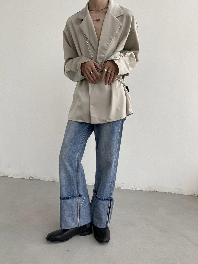 Genesisboy System твердый шелк льда тонкая модель драпировка один костюм пальто модельа Others / Other 