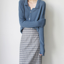 Sandro Moscoloni2021 early autumn French style V collar knit blouse superior sensation 100 lap comfort slim fit