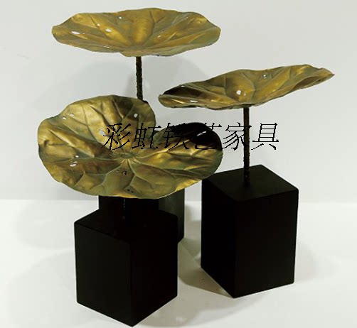 Modern home decoration new Chinese style iron craft gift decoration plant lotus leaf golden decoration home decoration decoration