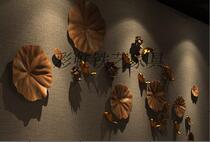 Wrought iron wall Lotus lotus leaf hotel lobby bar living room decoration TV background wall decoration wall decoration process