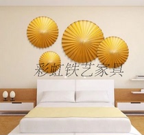  Wrought iron wall hanging Lotus lotus leaf lotus seed wall decoration Pendant wall decoration Hotel clubhouse soft background wall decoration jewelry