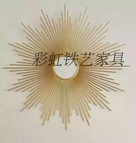 Metal European style American living room sofa background wall decoration mirror wrought mirror wall mirror porch mirror round hanging mirror